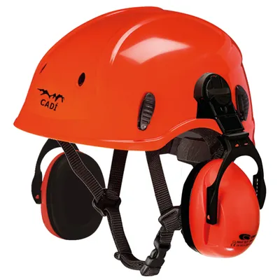 Produktbild von Kletterhelm rot mit abnehmbarem Gehörschutz