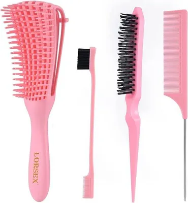 Productafbeelding van Ontwarringsborstel en haarrandborstelset voor natuurlijk haar - Ideaal voor afrohaar en krullend haar