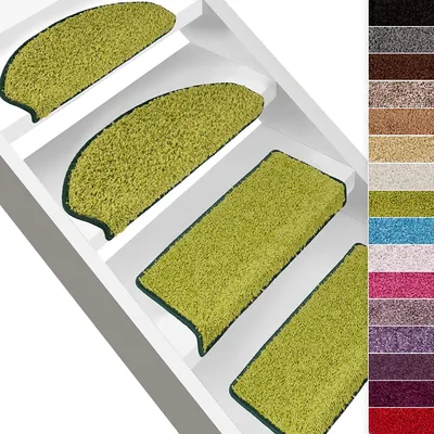 Produktbild von Shaggy-Stufenmatte Barcelona Grün 140 Rechteckig 23,5 x 65 cm