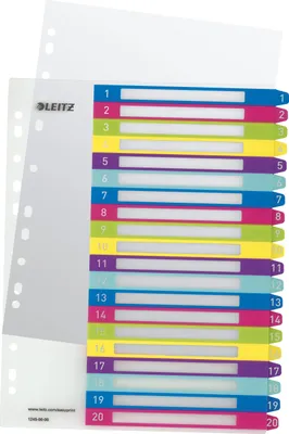Produktbild von Esselte 1245-00-00, Numerischer Registerindex, Polypropylen (PP), Mehrfarbig, Porträt, A4, 245 mm
