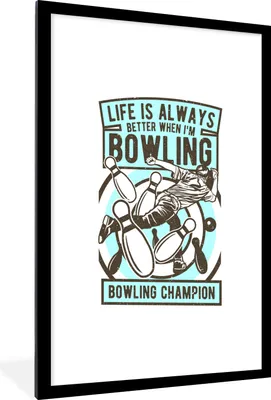 Produktbild von MuchoWow® MuchoWow® Gerahmtes Poster Bowling - Blau - Vintage 60x90 cm - Poster mit zchwarzem Bilderrahmen - Dekoration - Wandposter Wohnzimmer - Hochwertig