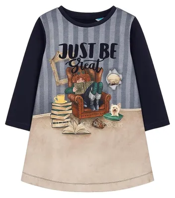 Productafbeelding van Meisjesjurk - Lange Mouwen - Navy Blauw