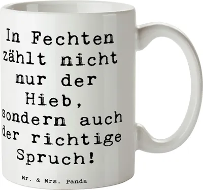 Produktbild von Mr. & Mrs. Panda Tasse Spruch Fechten Spruch - Weiß - Geschenk, Sprüche, Sport, Teetasse, Sportler, Freizeitbeschäftigung, Geschicklichkeit, Becher, Teamsport, Duell