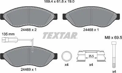 Produktbild von TEXTAR Bremsbeläge Satz Vorne für FIAT Ducato Kastenwagen (250, 290) 2446807