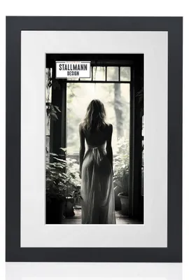 Produktbild von Bilderrahmen mit Passepartout 70x100 cm cm (Bild 50x70) | Farbe: Schwarz | 30 mm starke Rahmenleiste
