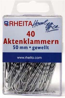 Produktbild von Aktenklammern gewellt 50 mm, silberfarben, 40 Stück in Klarsichtbox
