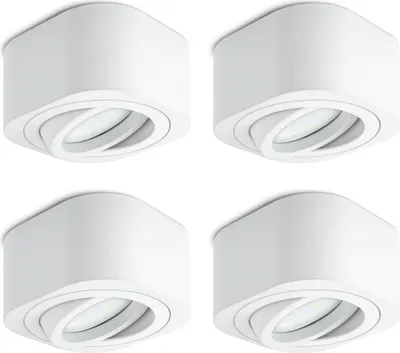 Produktbild von SSC-LUXon TEARA Aufbaustrahler LED flach 4er Set weiß schwenkbar - tauschbares LED 4W neutralweiß 230V - Deckenspot Aufbau