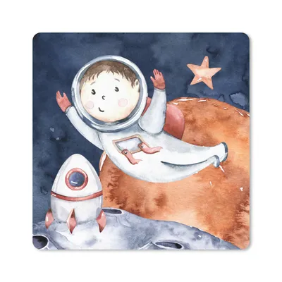 Produktbild von MuchoWow® Mauspad Mousepad Weltraum - Mond - Rakete - Jungen - Mädchen - Kinder 30x30 cm - Mousepads - Maus Mat - Pad - Mausunterlage - Gaming
