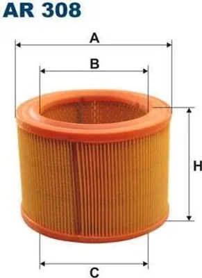 Produktbild von Luftfilter AR308 Filtereinsatz 124 mm Höhe 168 mm Außendurchmesser 118 mm Innendurchmesser