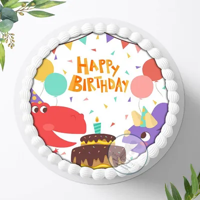 Produktbild von Für die Geburtstags Torte, Zuckerbild mit dem Motiv: Dinosaurier , Dino, Essbares Foto für Torten, Fondant, Tortenaufleger Ø 20cm, 0407c