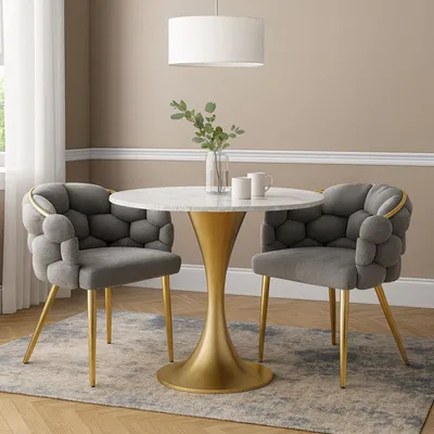 Produktbild von Alsen Polsterstuhl mit Metallgestell Gold Grau 60x68x80 cm, Sitzhöhe 49 cm