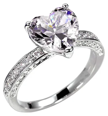 Produktbild von Herzförmiger Verlobungsring mit Zirkonia-Steinen – das perfekte Schmuckstück für Damen.