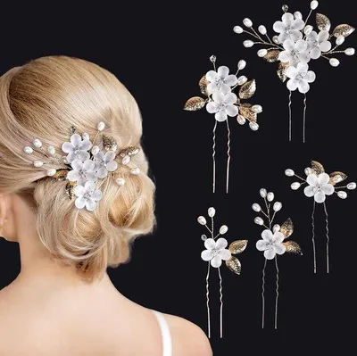 Immagine prodotto di Accessori per capelli per damigelle - Spille a forma di U con fiori - Ragazze.