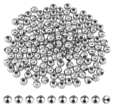150 Edelstahl-Abstandskugeln, 8 mm, rund, 2,5–3 mm Loch, DIY-Schmuck