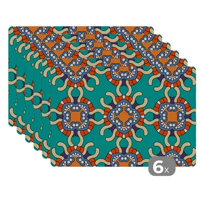 Obrázok produktu pre MuchoWow® Podložky Sada 6 podložiek Umývateľné podložky 30x45x0.3cm Vzory - abstraktné - zelené Podložka pod stôl Nekĺzavá a odolná voči teplu