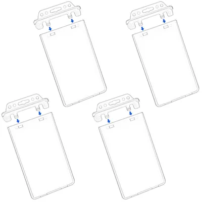 Image de Lot de 4 étuis pour cartes d'identité, porte-cartes vertical verrouillable, étui transparent, étui étanche, étui en plastique rigide, étui de protection pour passeports, cartes d'accès, cartes-clés RFID