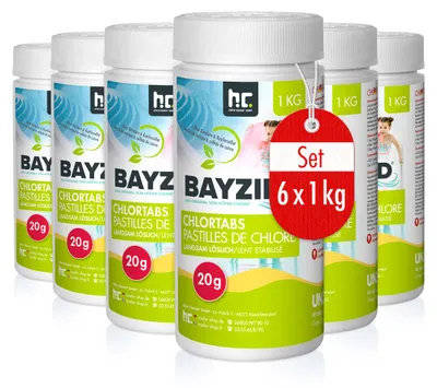 Produktbild von 6x1 kg BAYZID® Chlortabs 20g langsam löslich für langanhaltend sauberes Wasser