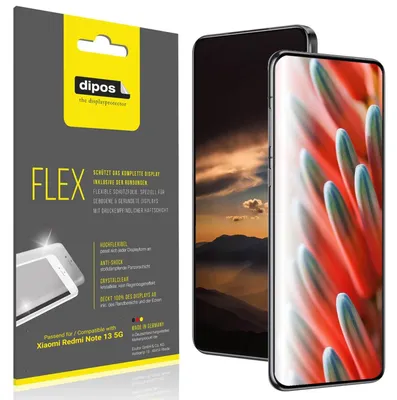 Produktbild von 2x Schutzfolie für Xiaomi Redmi Note 13 5G Folie, 100% Displayabdeckung, dipos Flex