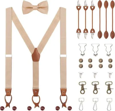 Produktbild von Herren-Set mit Y-förmigen, 3,5 cm breiten Hosenträgern und Fliege – 6 verschiedene Tragemöglichkeiten