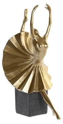 Dekofigur, schwarz-gold, Harz, 20x16x33,5 cm, Standfuß