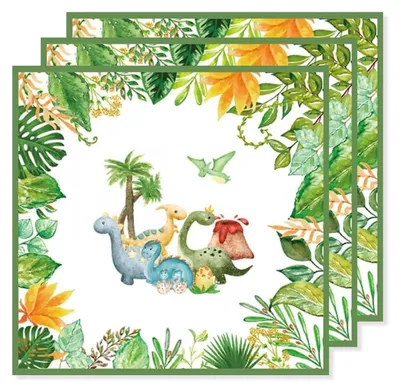 20 Dino-Servetten 33x33 cm für Kindergeburtstag