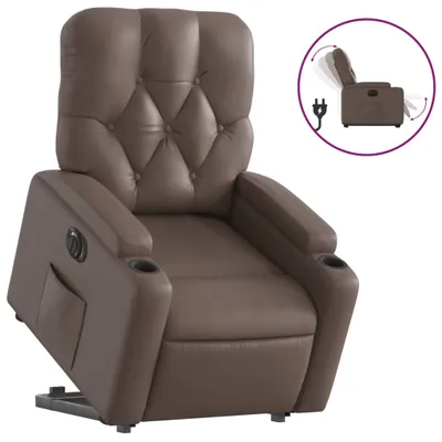 Produktbild von vidaXL Relaxsessel mit Aufstehhilfe Elektrisch Braun Kunstleder
