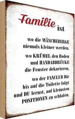 Produktbild von vianmo Holzschild 30x20 cm Familie ist wo die Wäscheberge Freunde