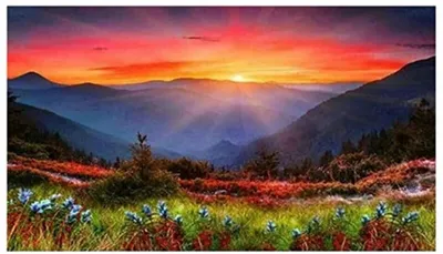 Produktbild von Norimpex Diamond Gemä lde Sonnenuntergang in den Bergen 80x40cm