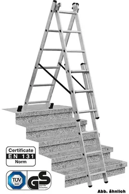 Produktbild von Krause Corda Alu VielzweckLeiter Treppenleiter 3x8 Sprossen Stehleiter Allzweckleiter