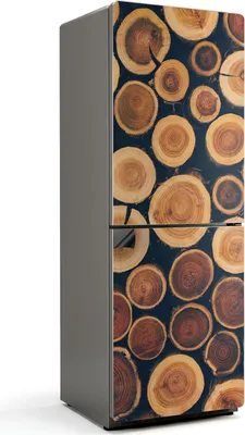 Produktbild von Holzquerschnittslayout – Magnetische Kühlschrank Abdeckung – Dekorfolie magnetisch Küche – Kühlschrank Magnet Deko – selbstklebende Magnettafel – Magnetfolie für Kühlschranktür – 70x190 cm