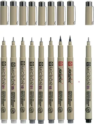 Productafbeelding van Sakura pigma MICRON - Set van 9 - Lichtgrijs en koudgrijs + 1 zwart