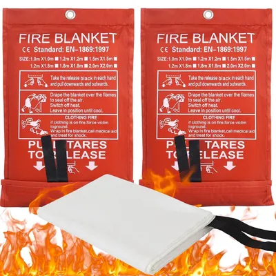Produktbild von Feuerlöschdecke Brandschutzdecke Löschdecke - 100 x 100 cm - Glasfaser - Wiederverwendbar - Für Küche