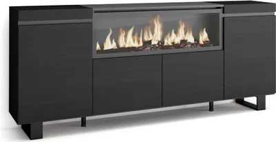 Produktbild von Sideboard, Highboard, 208x35x87cm, 4 Türen, Elektrokamin XXL, Schwarz