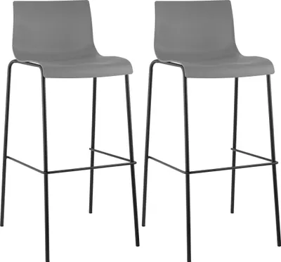 Produktbild von CLP 2er Set Barhocker Hover Kunststoff 4-Fuß Gestell 4-Fuß Gestell grau Gestell Farbe schwarz