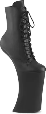 Produktbild von FORBIDDEN-1020 Pleaser High Heels absatzlose Plateaustiefeletten schwarz Lederoptik