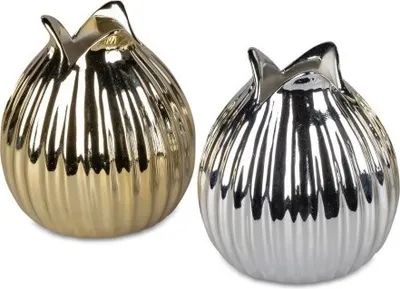 Produktbild von Formano Blumenvase Dekovase Vase aus Keramik 11cm hoch in goldfarben oder silberfarben