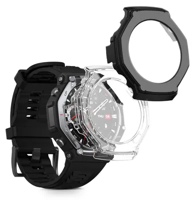 Produktbild von kwmobile 2x Glas Hülle für Amazfit T-Rex 3 Schutzhülle - Fullbody Fitnesstracker Case Set aus Glas - Transparent Schwarz