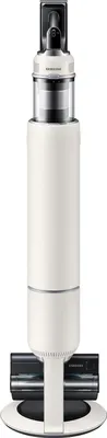 A white upright vacuum cleaner on a white background.