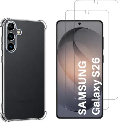 Produktbild von Stoßfeste Hülle für Samsung Galaxy S26 und 2 Displayschutzfolien aus gehärtetem Glas Phonillico®