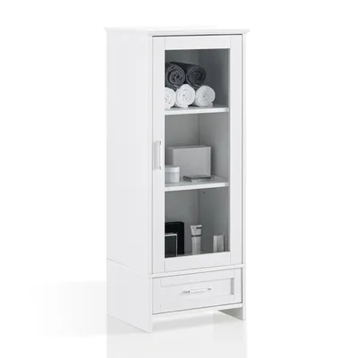 Produktbild von CLIPOP Beistellschrank, Komodenschrank mit Glastüren, 43x34x110cm Mehrzweckschrank