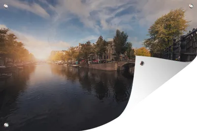Produktbild von MuchoWow® 60x40 cm Outdoor-Poster Gartendeko Sichtschutz Garten Poster für den Garten  Amsterdams Keizersgracht bei Sonnenuntergang