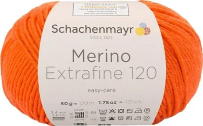 Zdjęcie produktu dla Schachenmayr Merino Extrafine 120, 50 g pomarańczowa włóczka do ręcznego dziergania