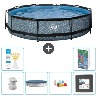 Zdjęcie produktu dla Basen zewnętrzny "Exit Pool Rund" - imitacja kamienia - 360x76 cm - 5 elementów - model S317