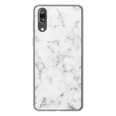 Produktbild von MuchoWow® Handyhülle Schutzhülle Hülle für Huawei P20 Marmor - Weiß - Silber - Glitter - Marmoroptik - Chic Silikon Softcase Handy Hülle - Hardcover