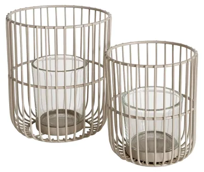 Produktbild von Windlicht Cindy (2-tlg., beige, Eisen, Glas, 14-20 cm hoch)