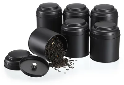 6er-Set Teedosen, 226 ml, luftdicht, Metall, 7,5 x 7,5 x 9 cm