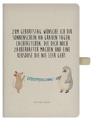 Produktbild von Mr. & Mrs. Panda notizbuch Maus Pinguin Geburtstag - Transparent - Geschenk, Skizzenbuch, Kladde, Journal, Happy Birthday, Notizheft, Tagebuch