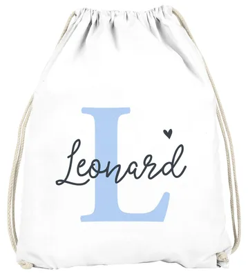 Produktbild von Kinder Turnbeutel mit Name Buchstabe Monogramm Initiale personalisierte Geschenke Mädchen Jungen SpecialMe® Jungen weiß unisize