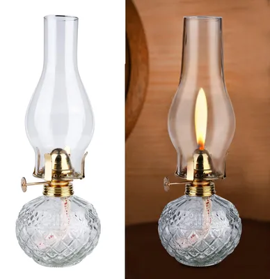 Öllampe aus Glas, einstellbare Helligkeit, 28 cm, Retro-Stil