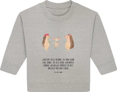 Produktbild von Mr. & Mrs. Panda Organic Baby Pullover Igel Seilhüpfen 6. - 12. Monat - Heather Grey - Geschenk, Kindergarten, Seilspringen, Maus, Bullover, Kinder, Lustige Sprüche